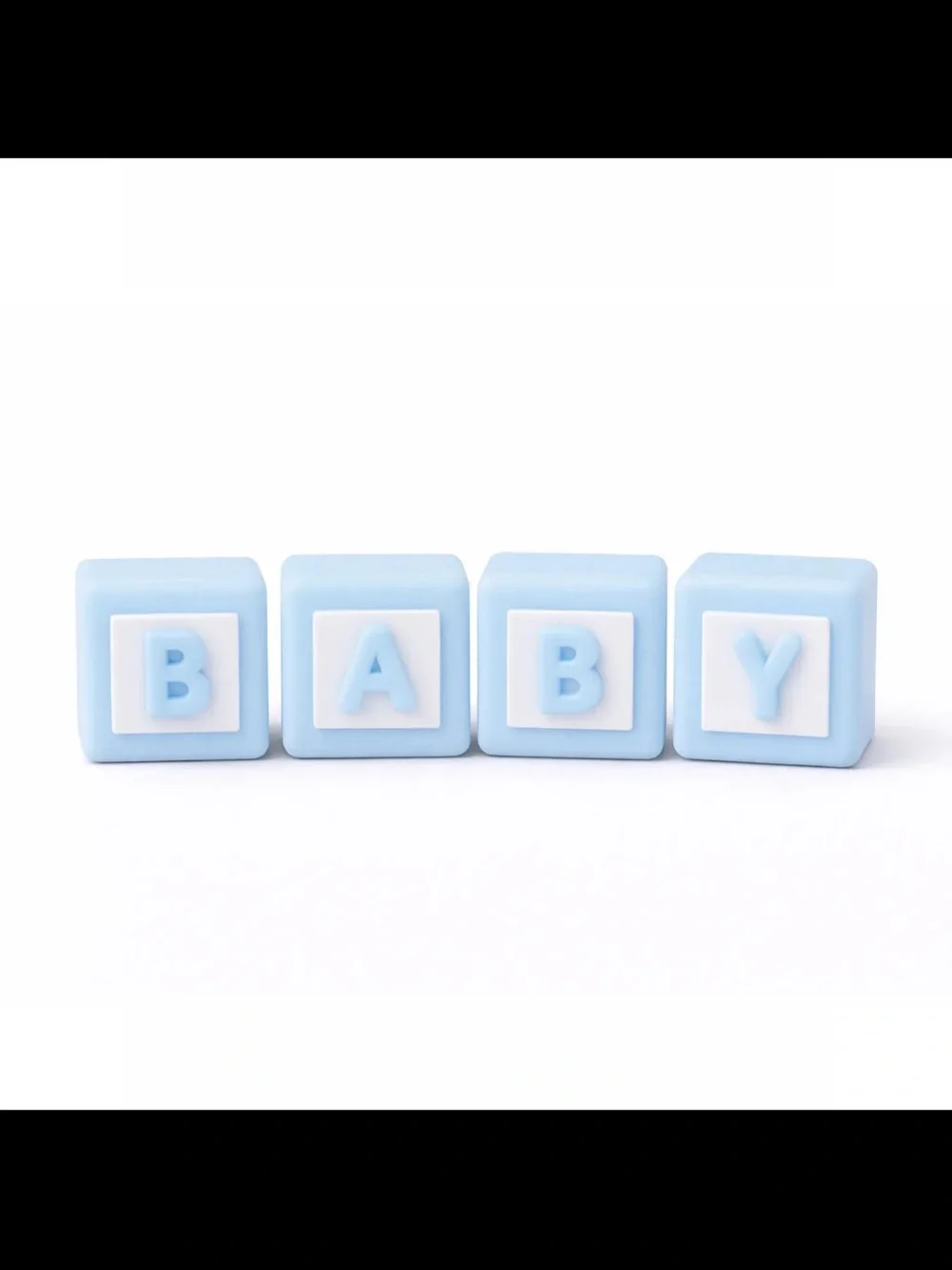 Blue Baby Shower Cake Topper Set – Teddy Bear, Car & BABY Blocks